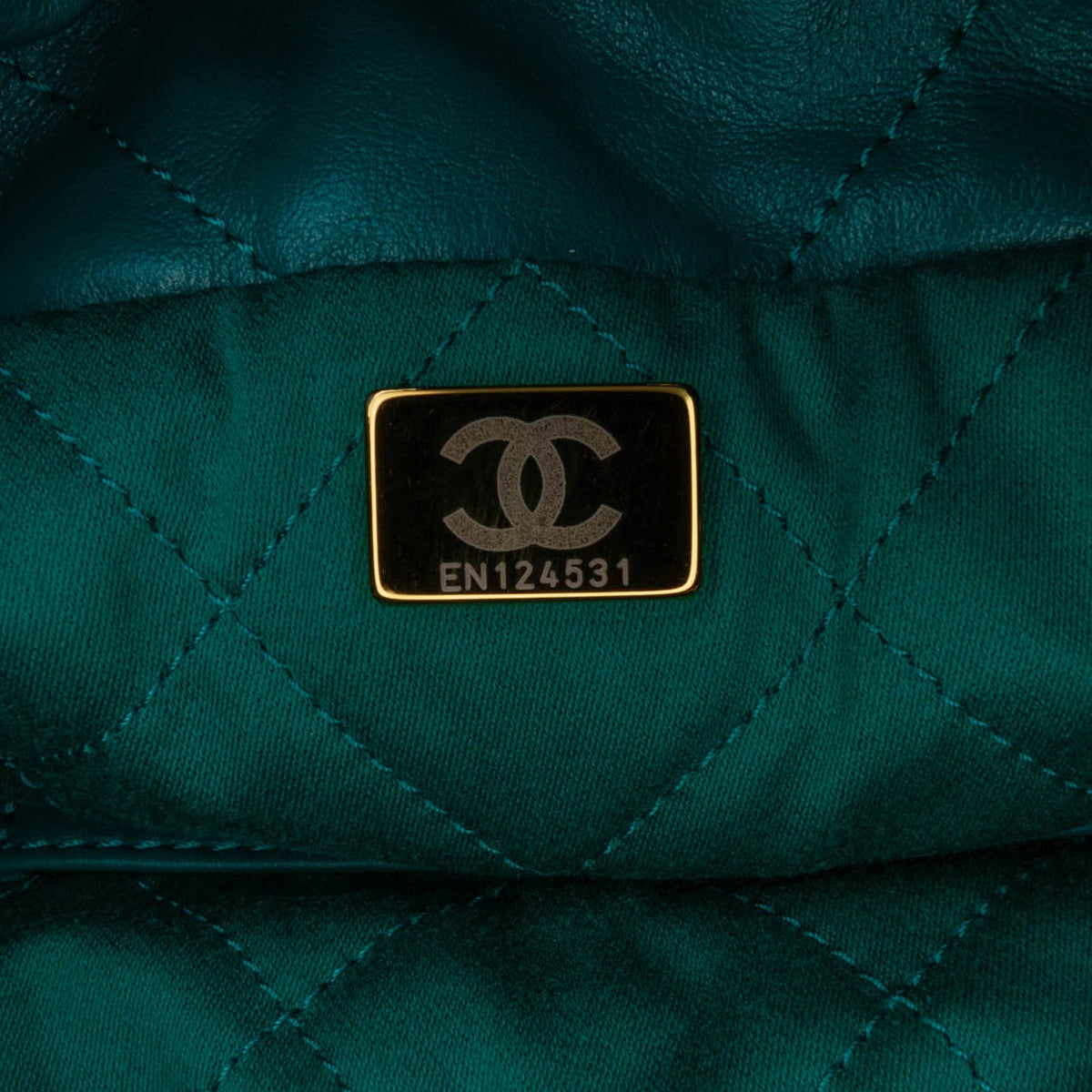 Teal Chanel Mini Shiny Calfskin 22 Handbag Satchel
