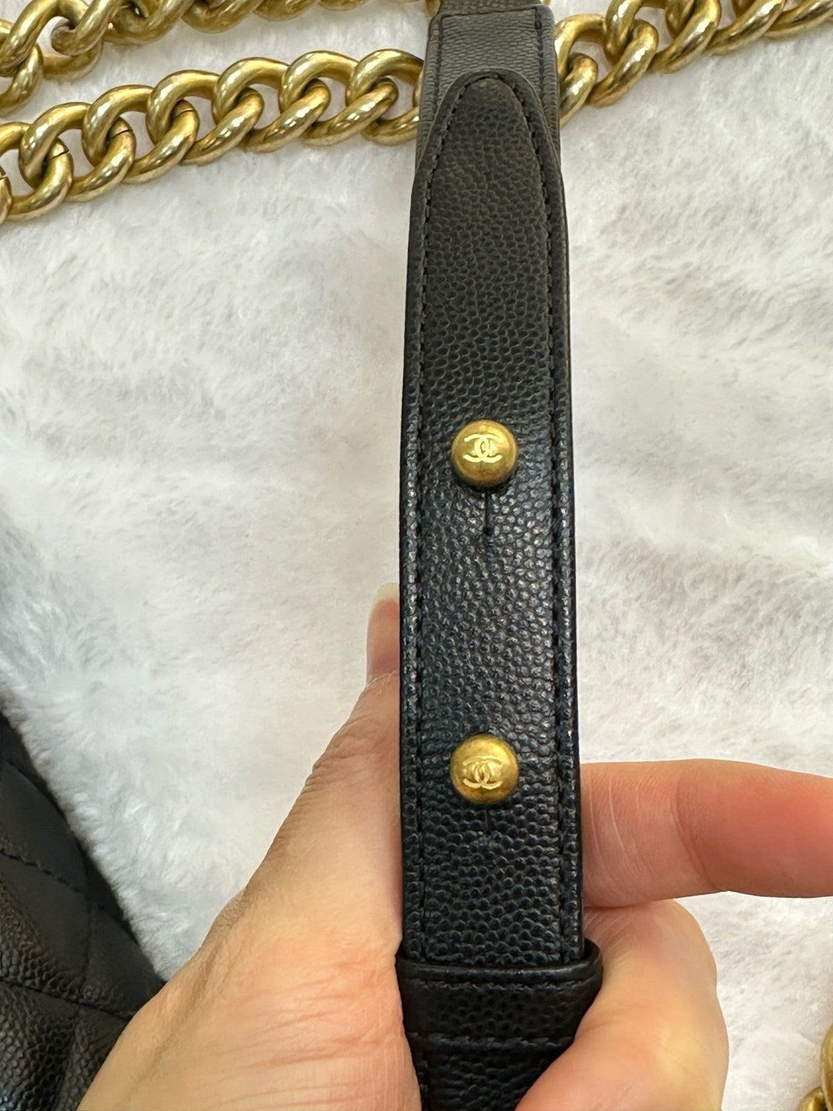Chanel Medium Caviar Boy Bag Black GHW 27 holo card