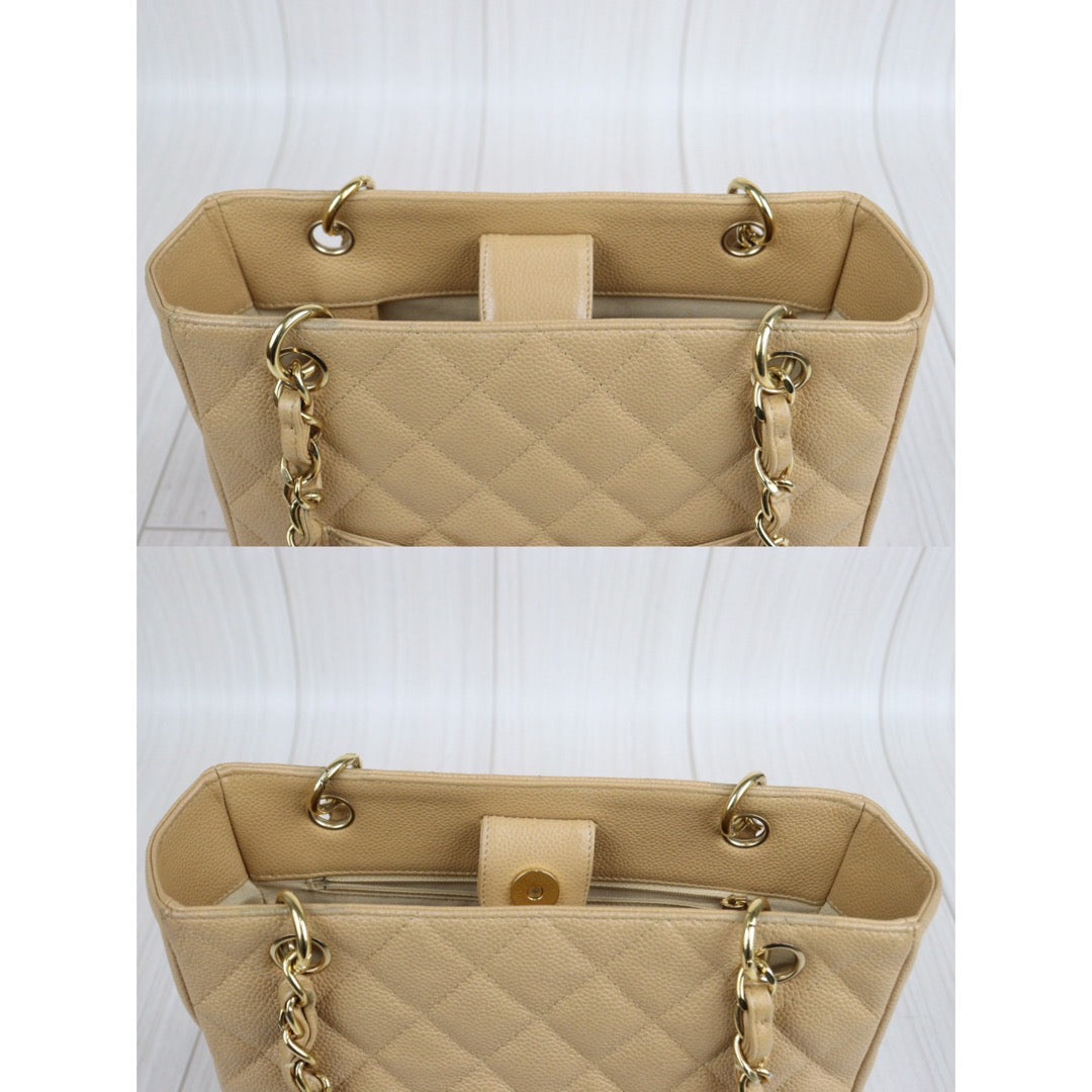 Good ( Rank AB) ｜ CHANEL Matrasse PST Chain Tote Bag Caviar Skin Beige ｜23120510