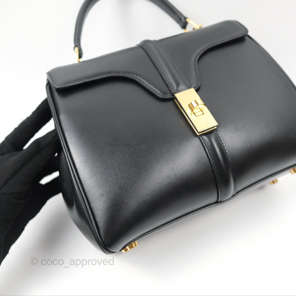 Celine Small 16 Bag Black Satinated Calfskin