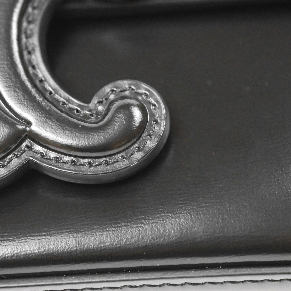Celine Triomphe Chain Shoulder Bag Black Shiny Calfskin