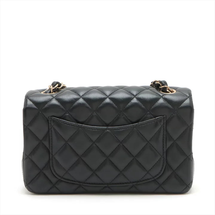 Chanel Mini Classic Flap 20 Quilted Lambskin Black Gold Hardware