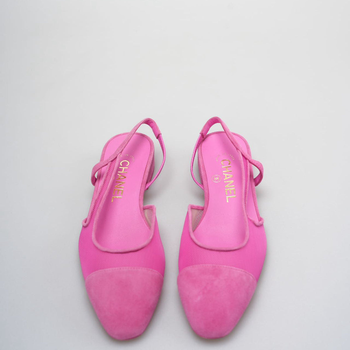 Chanel Slingback Suede  Ballet  Flats in Pink  Size 35.5
