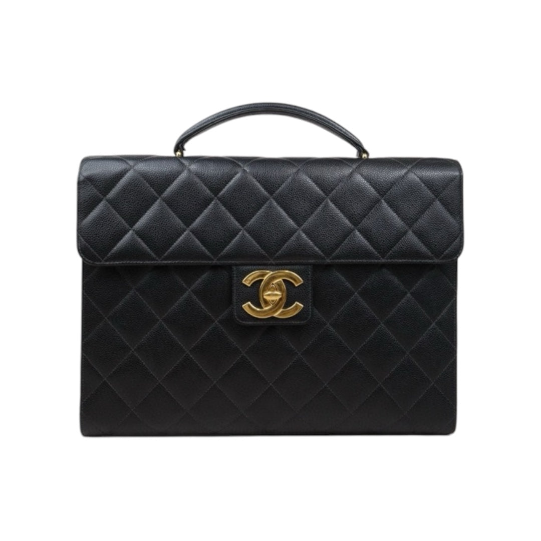Very Good ( Rank A) ｜CHANEL Caviar Skin Leather Calf Leather  Handbag Black Made In 1996-1997 Year｜S25032628