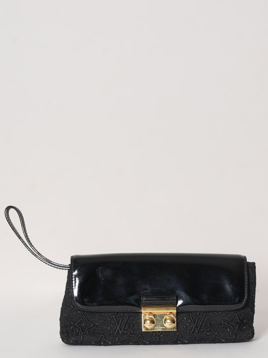 Louis Vuitton Black Patent Monogram Fabric Dentelle Pochette