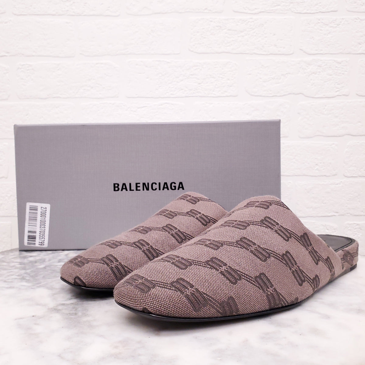 BALENCIAGA BB MONOGRAM MULE SLIDES - SIZE 38