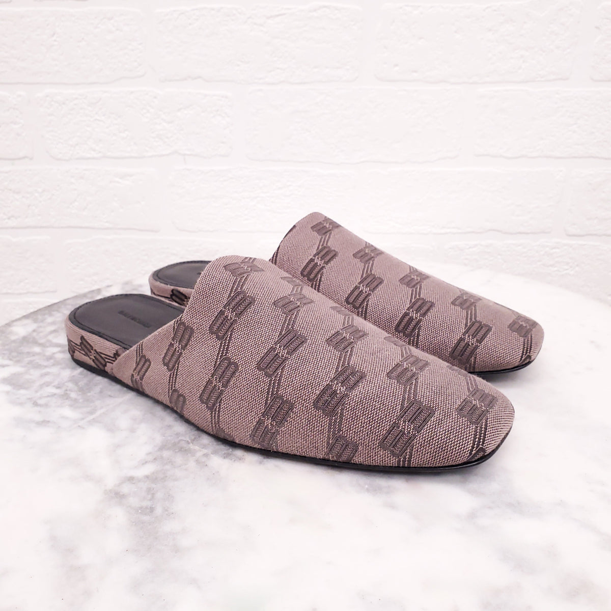 BALENCIAGA BB MONOGRAM MULE SLIDES - SIZE 38