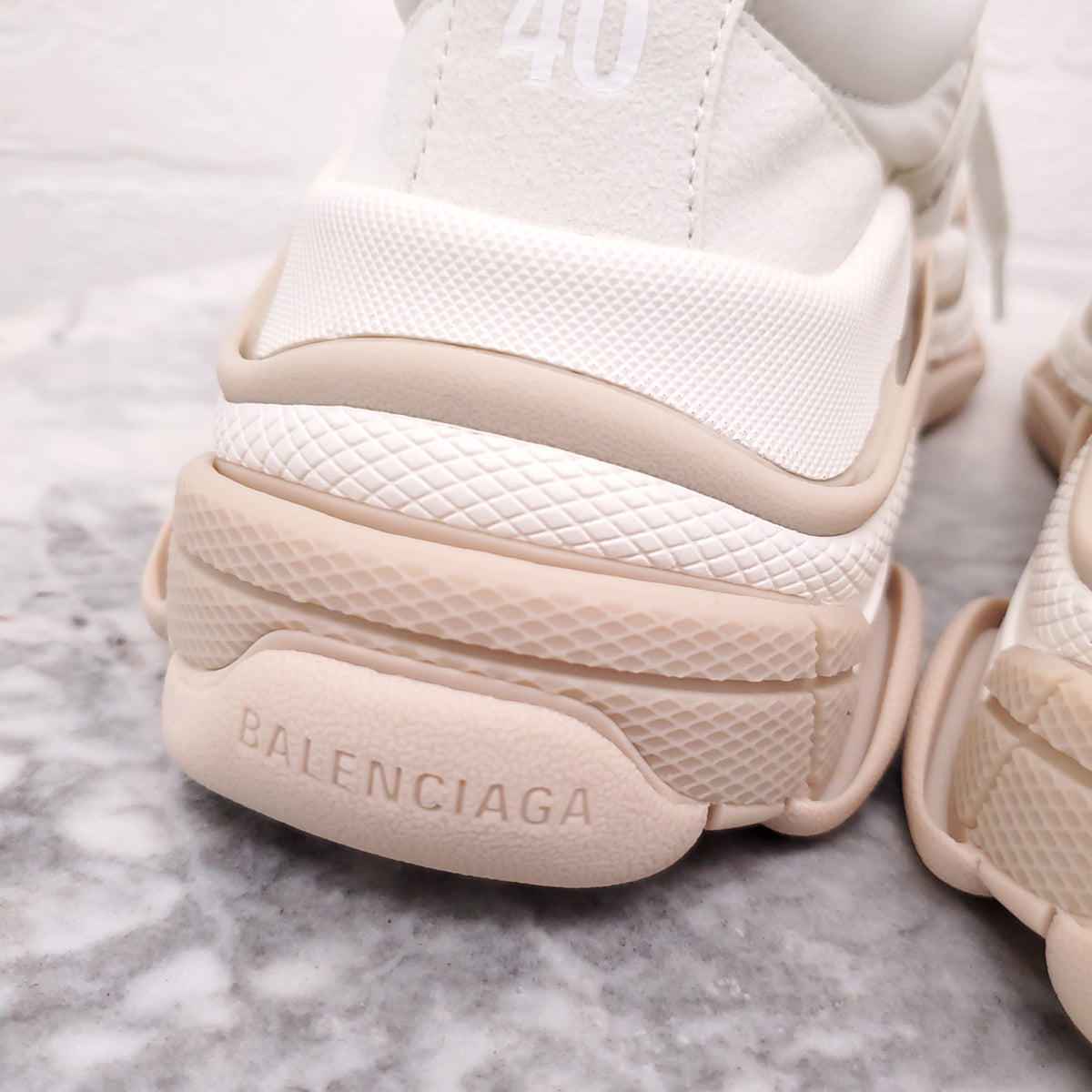 BALENCIAGA CREAM 'TRIPLE S NYLON' SNEAKERS - SIZE 40 C
