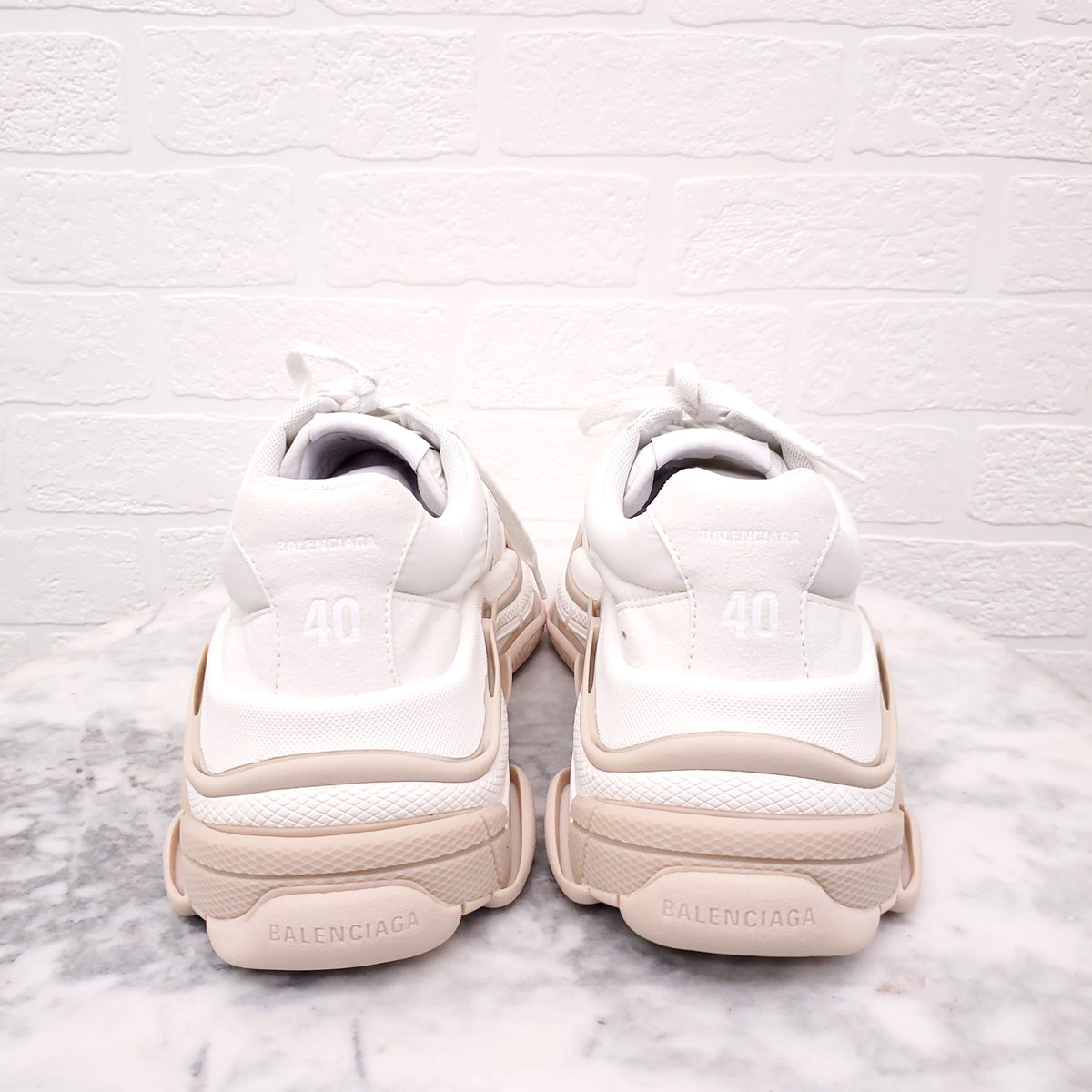 BALENCIAGA CREAM 'TRIPLE S NYLON' SNEAKERS - SIZE 40 C