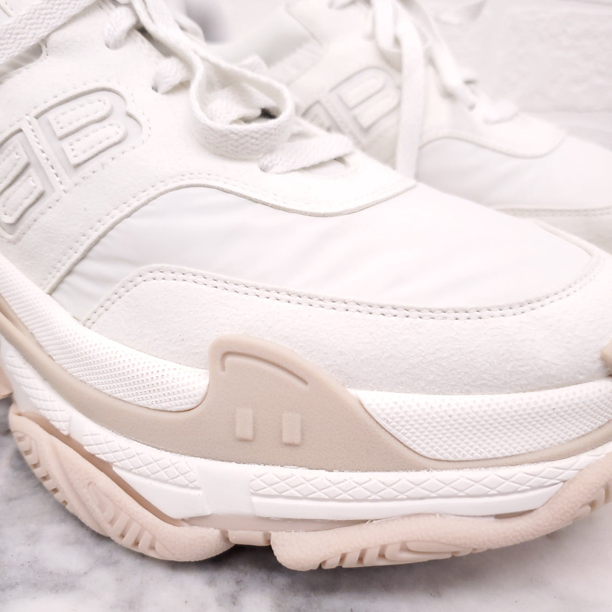 BALENCIAGA CREAM 'TRIPLE S NYLON' SNEAKERS - SIZE 40 C
