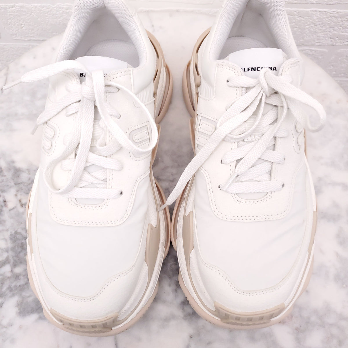 BALENCIAGA CREAM 'TRIPLE S NYLON' SNEAKERS - SIZE 40 C