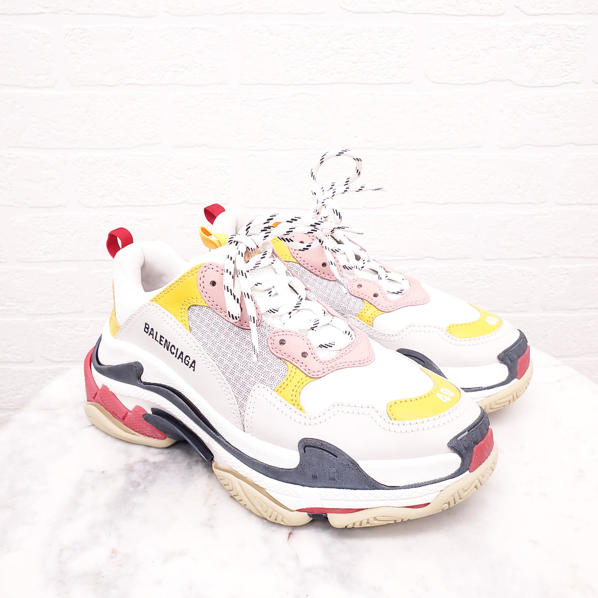 BALENCIAGA MESH/ROSE FLUO CLEAR SOLE SNEAKERS - SIZE 40