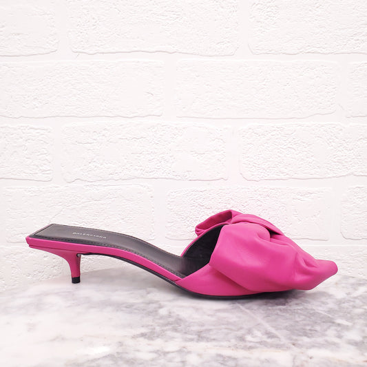 BALENCIAGA PINK BOW KITTEN HEELS - SIZE 37.5