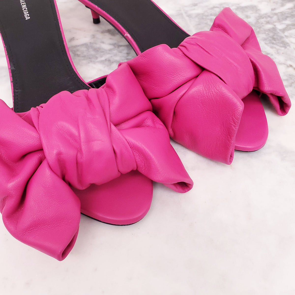 BALENCIAGA PINK BOW KITTEN HEELS - SIZE 37.5