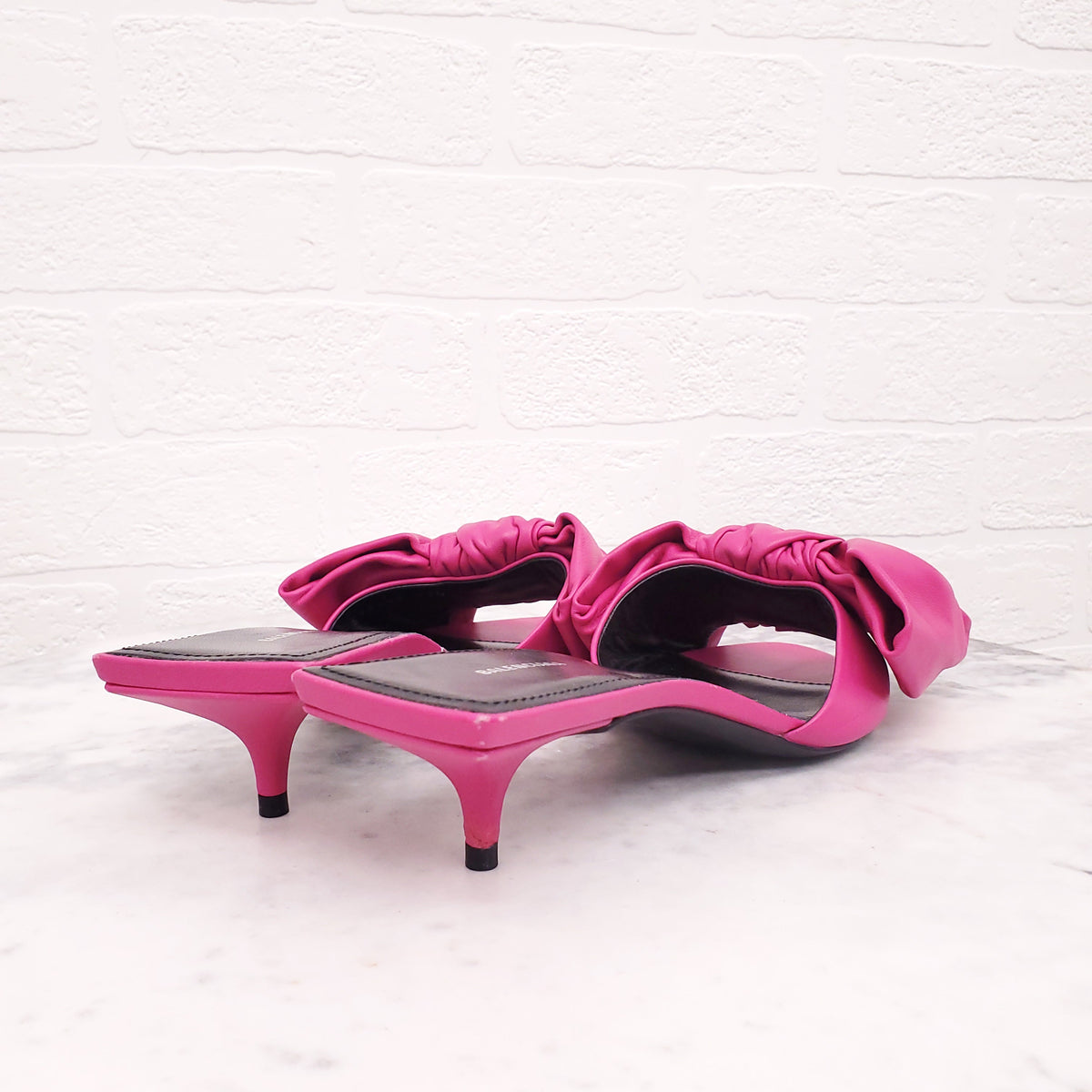 BALENCIAGA PINK BOW KITTEN HEELS - SIZE 37.5