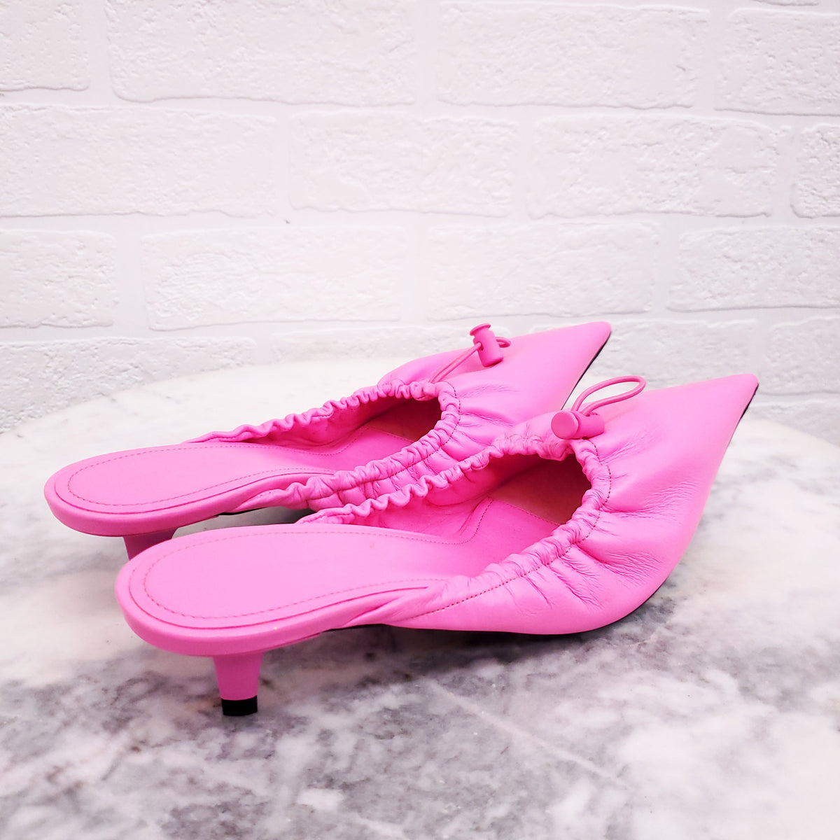BALENCIAGA PINK SCRUNCHIE MULE - SIZE 37