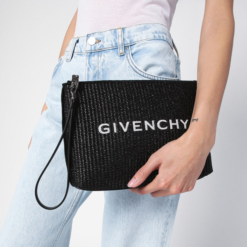 Givenchy Black Raffia Clutch Bag With Logo Women