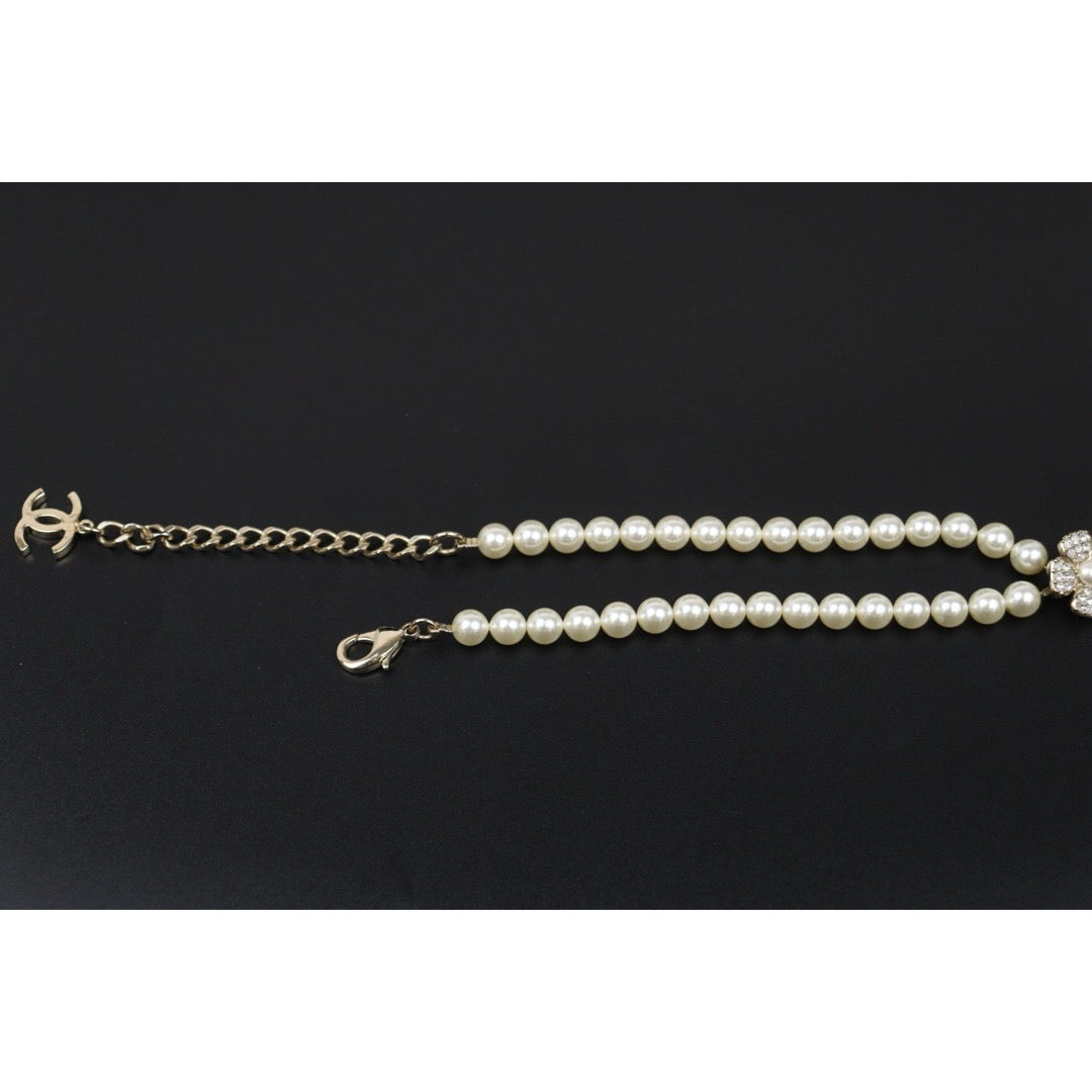 Excellent（Rank SA）｜ CHANEL Coco Mark Camellia Pearl Rhinestone  Necklace｜S25071003