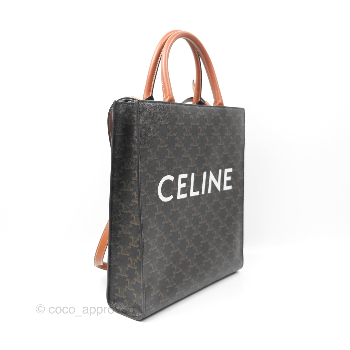 Celine Small Vertical Cabas Tote Triomphe Canvas Tan