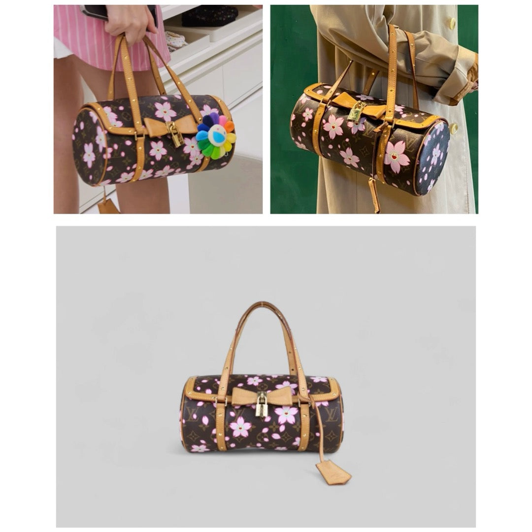 Rank AB ｜ LV Takashi Murakam Sakura Monogram Papillon 27 HandBag｜S25051202