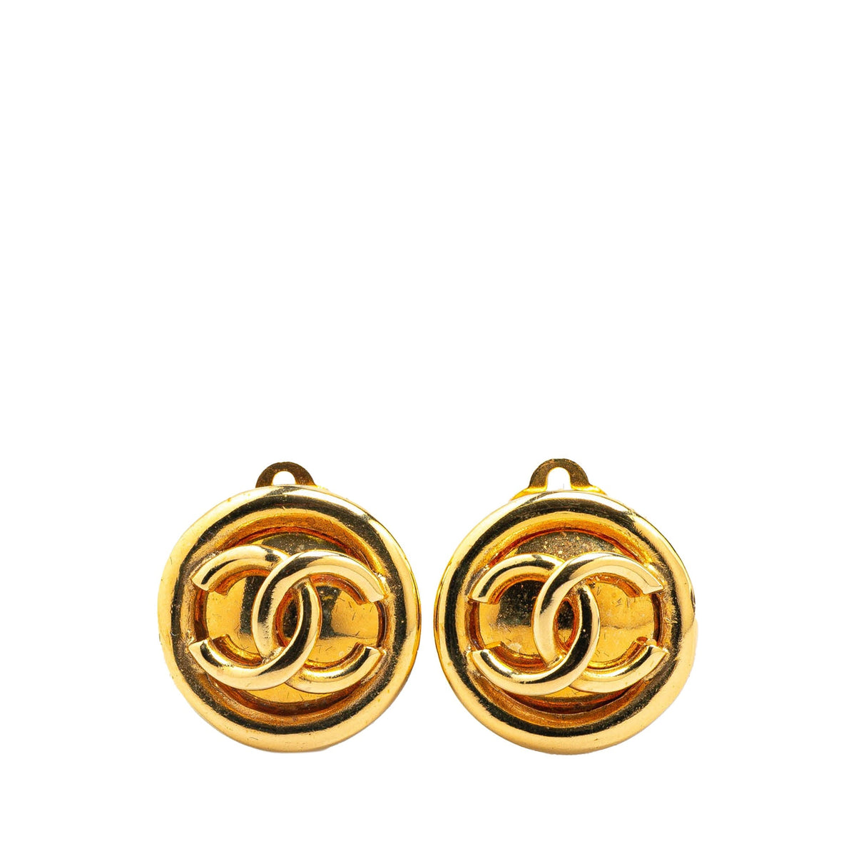 Gold Chanel Gold Plated Mini CC Clip On Earrings