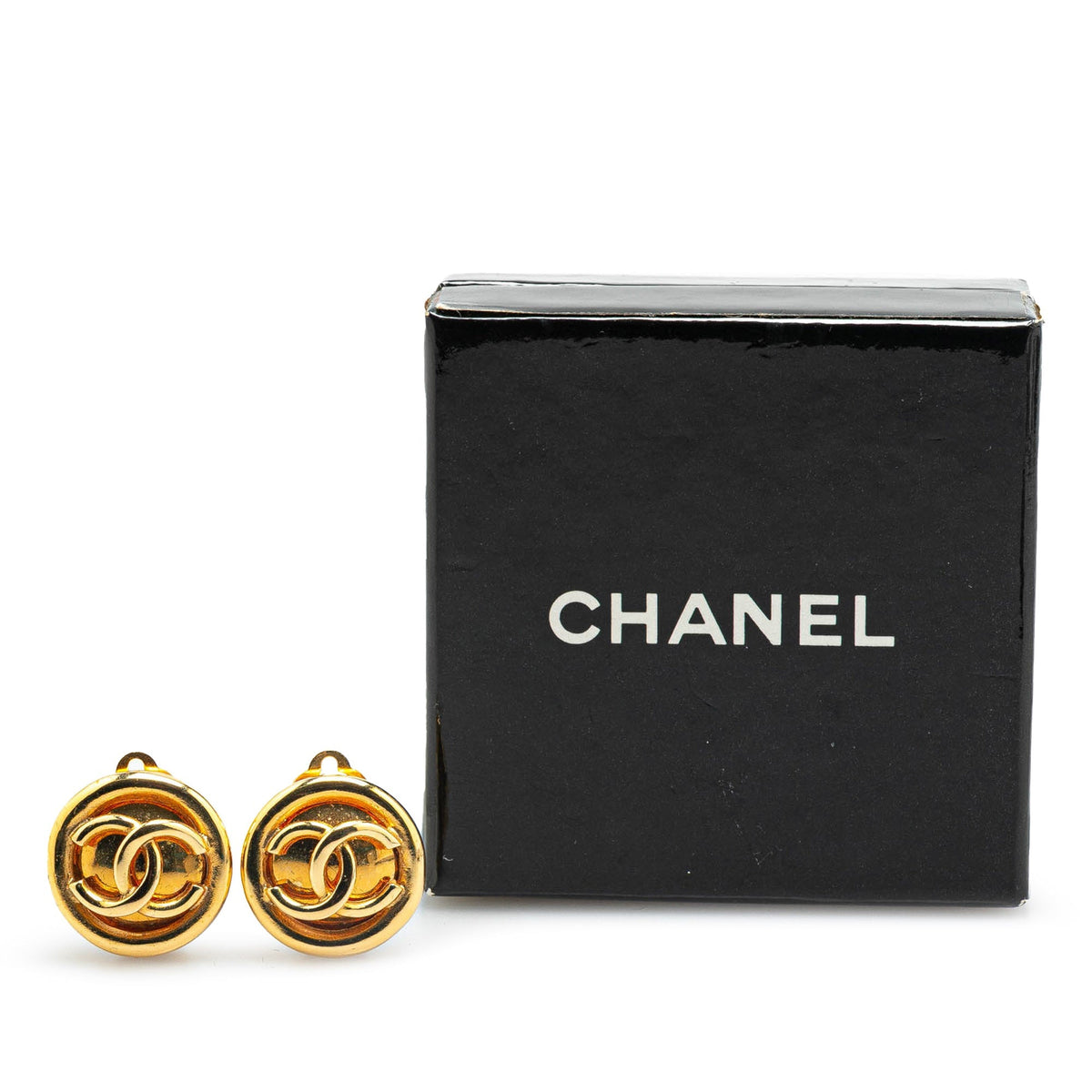 Gold Chanel Gold Plated Mini CC Clip On Earrings