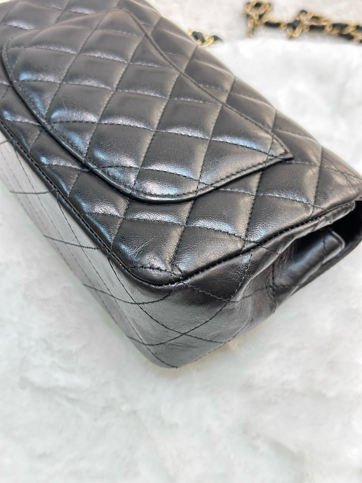Chanel Mini Rectangular Lambskin Quilted Studded Flap Black