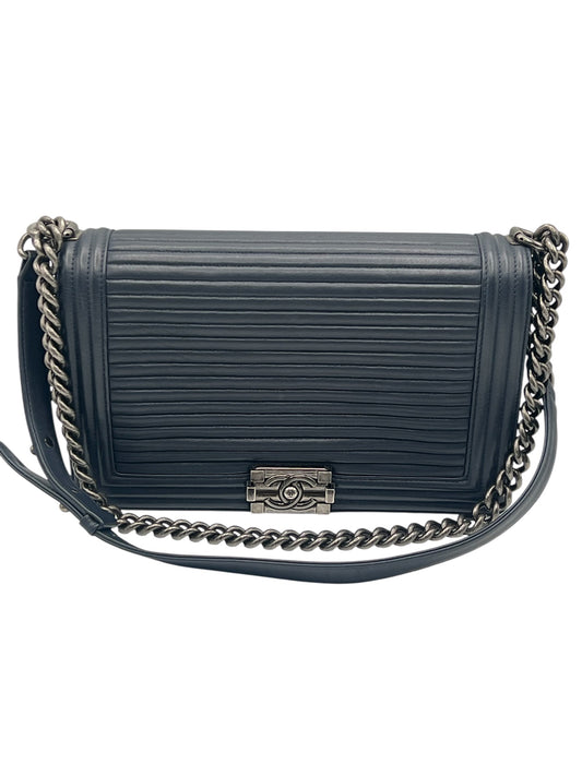 Chanel - sac boy cuir bleu marine