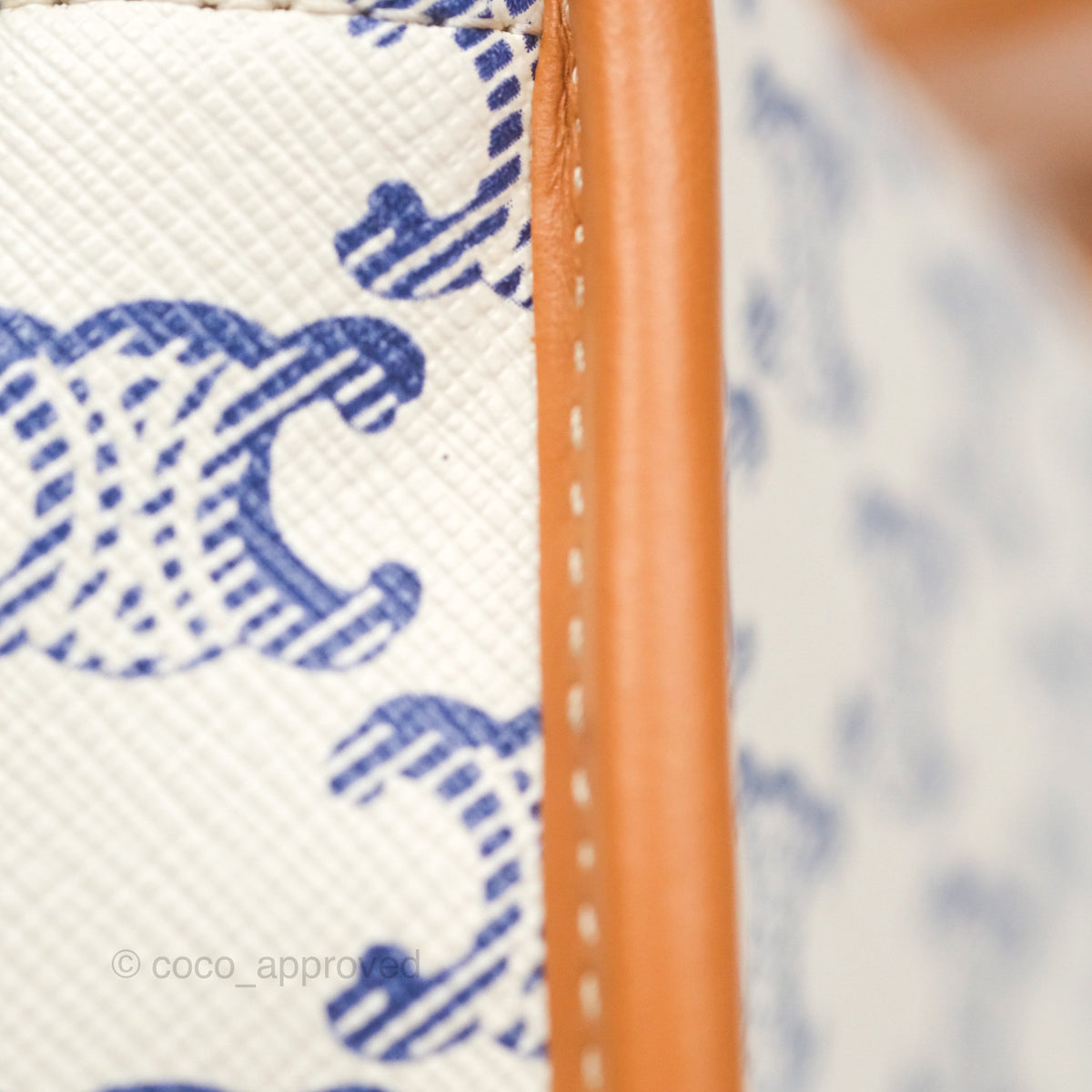 Celine Mini Besace Triomphe Embroidery Calfskin White/ Blue