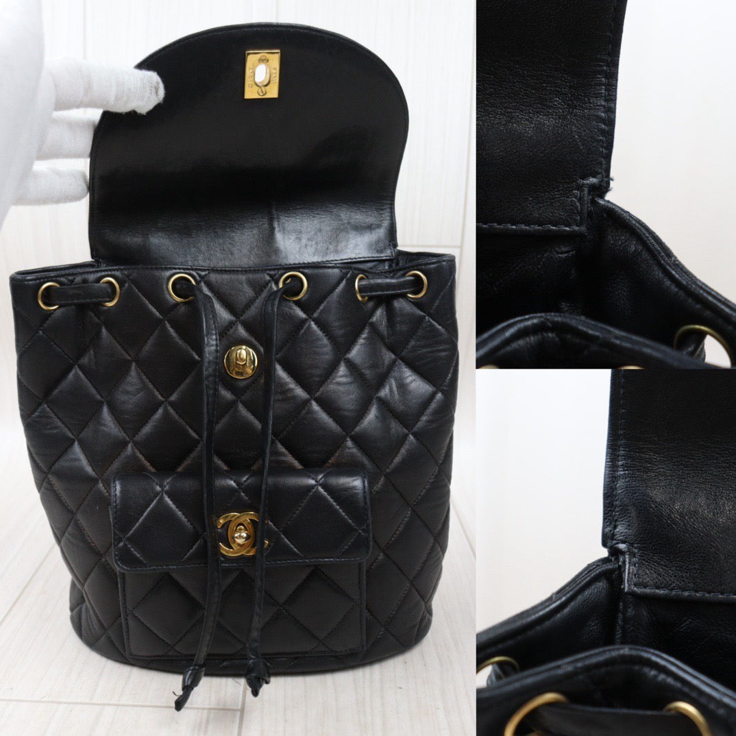Good ( Rank AB)｜CHANEL  Lamb Skin Duma Backpack  Black Made in 1996-1997 Year｜P24061128