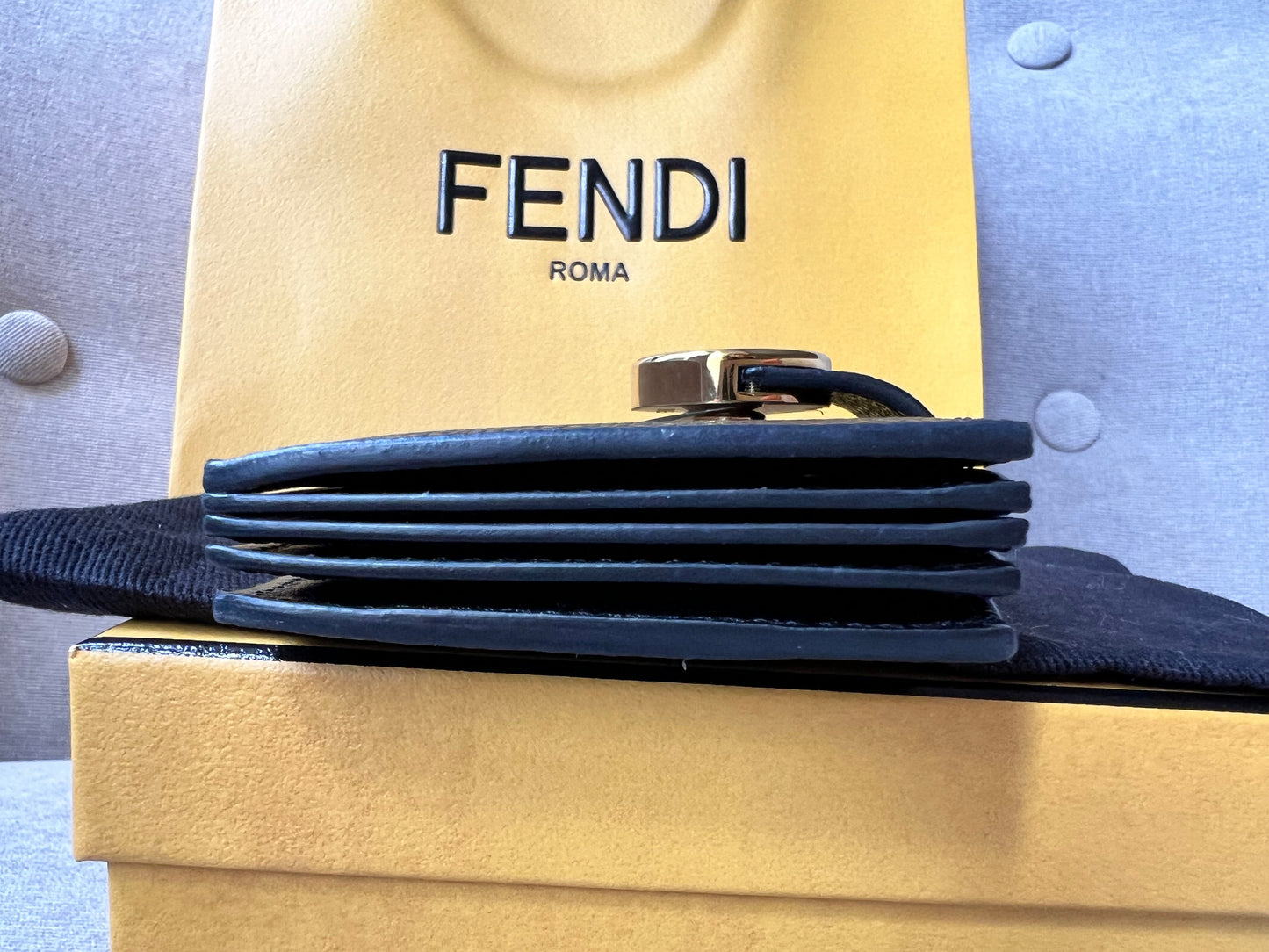 Fendi Black Gusseted Card Holder