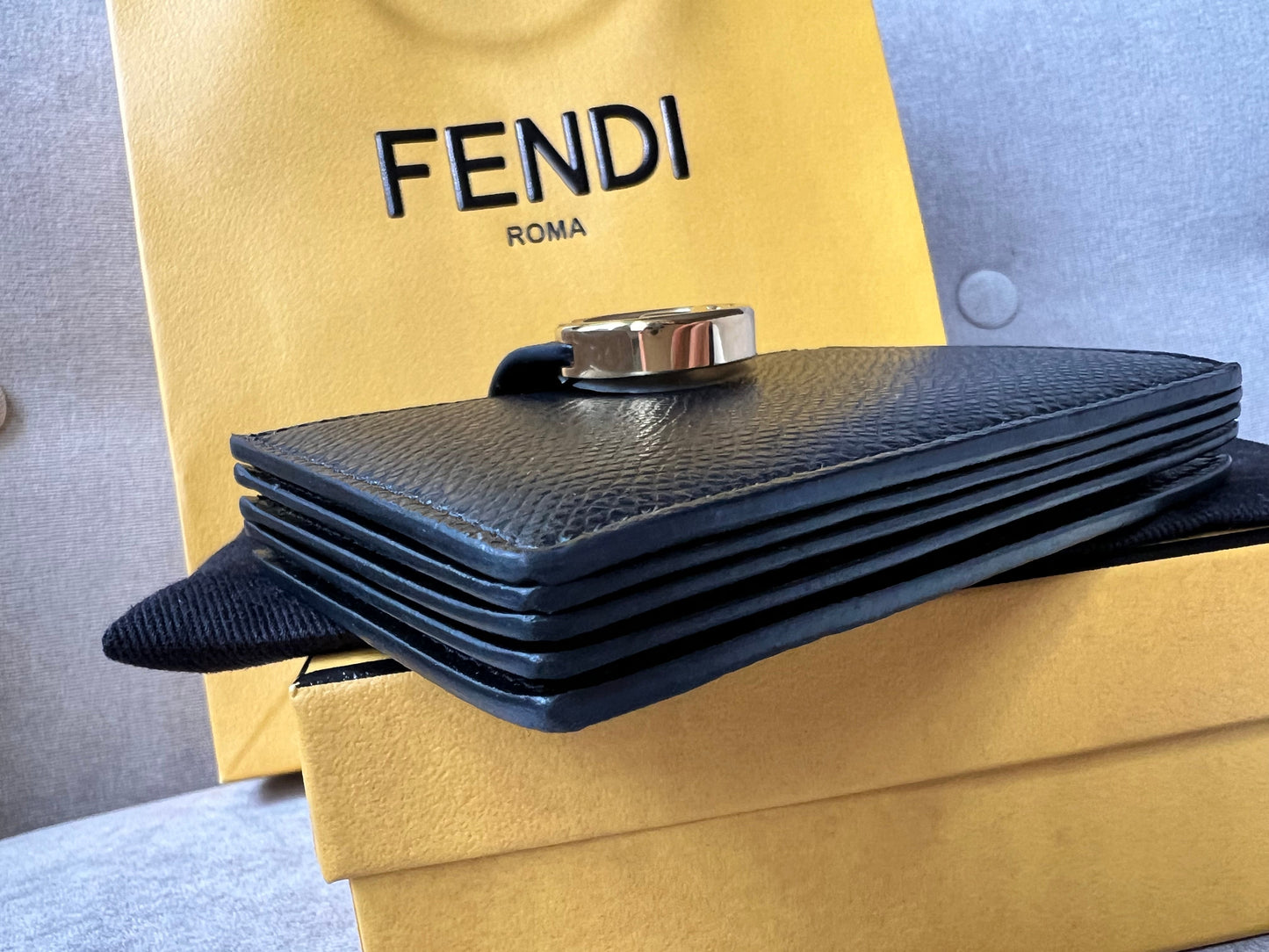 Fendi Black Gusseted Card Holder