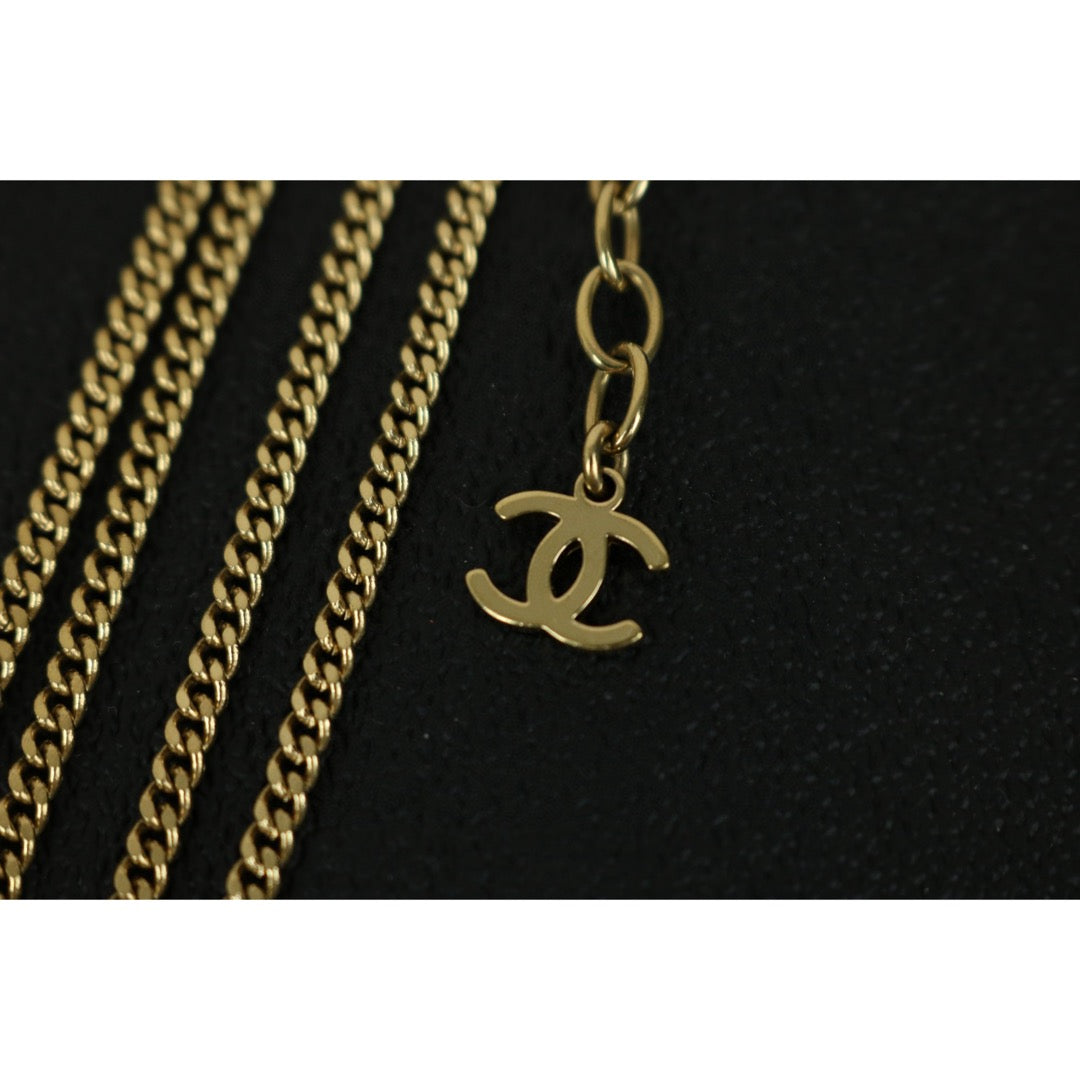 Very Good ( Rank A) ｜CHANEL COCO Mark Double chain Rhinestone Chocker Necklace ｜F25021118