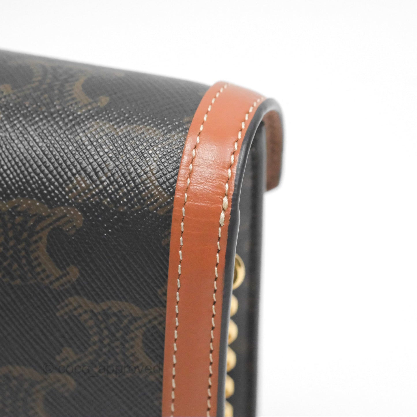 Celine Triomphe Wallet On Chain Canvas Tan Calfskin