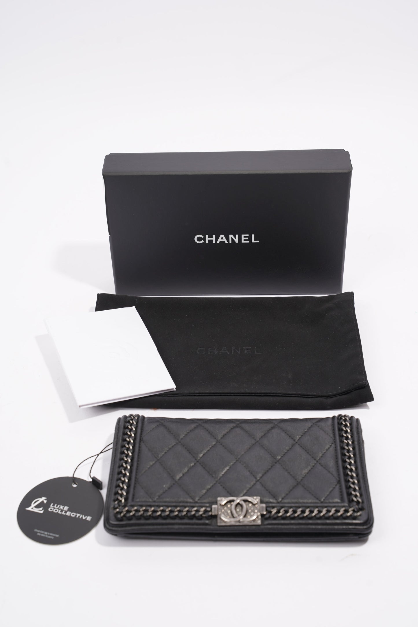 Chanel Boy Chain Wallet Black Lambskin Leather