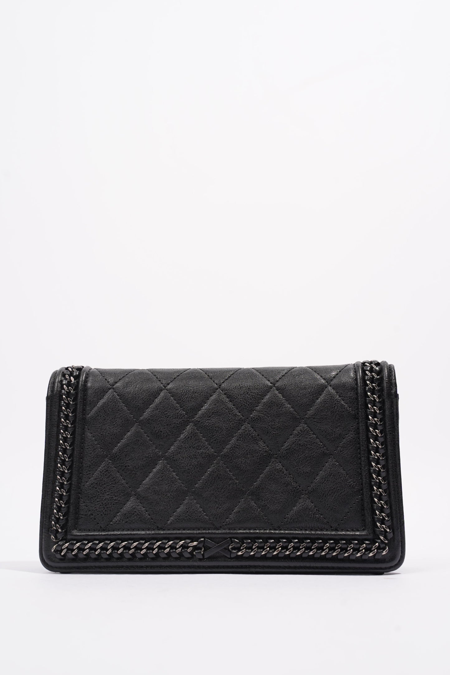 Chanel Boy Chain Wallet Black Lambskin Leather