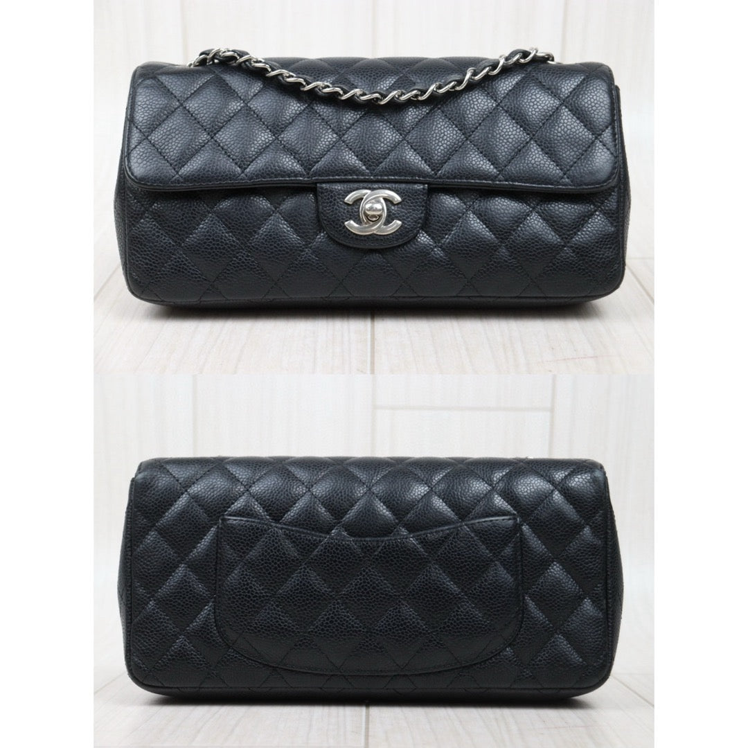 Good ( Rank AB)｜ CHANEL Caviar Skin Matrasse Single Flap 25 Shoulder Bag Black Made In 2006-2008 Year  ｜V25021909