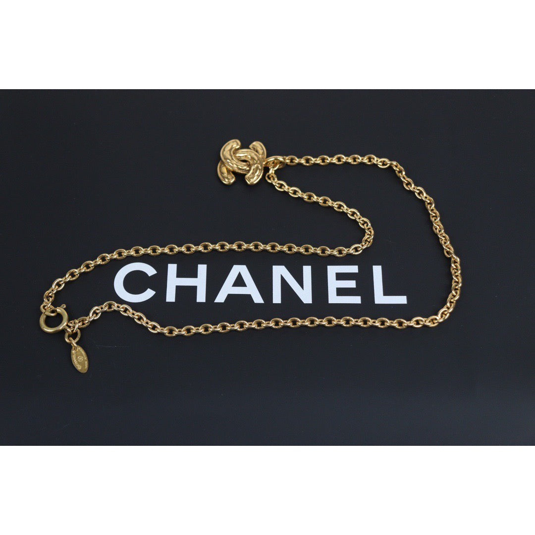 Rank A ｜  Chanel Vintage Coco Mark 18K Gold Plating Necklace ｜23112115