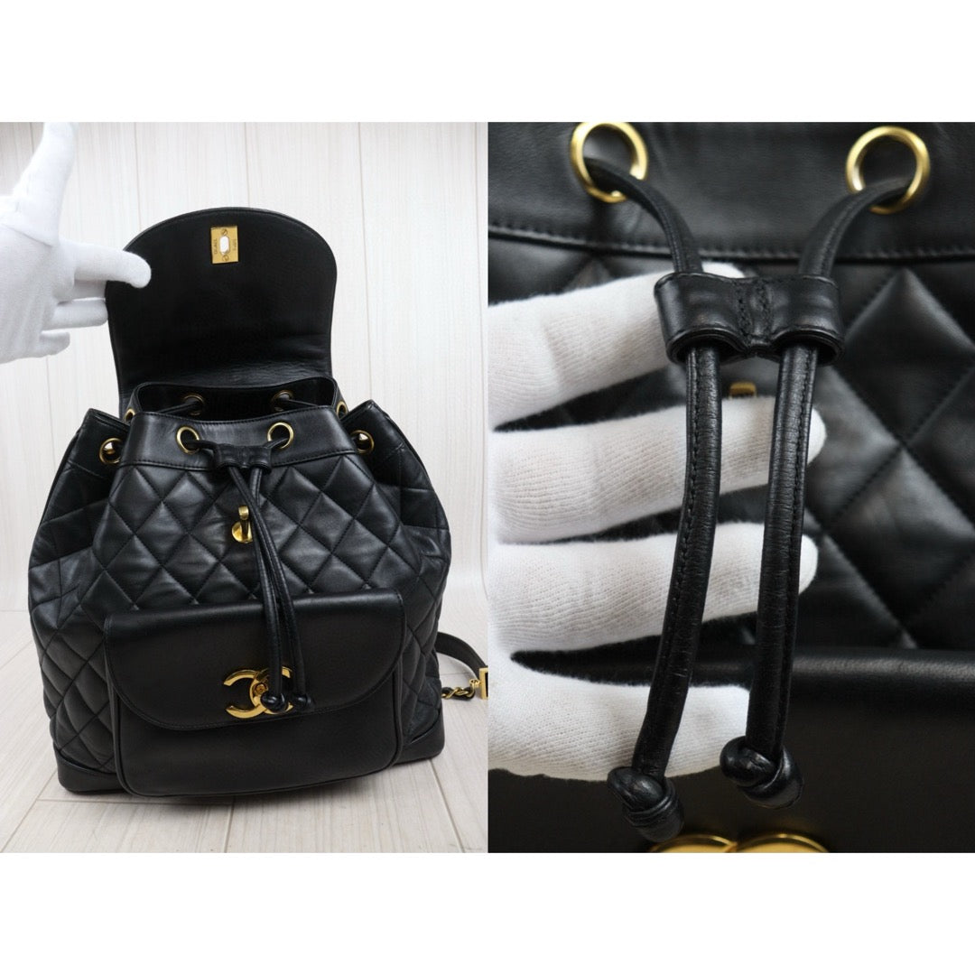 Good ( Rank AB)｜CHANEL  Lamb Skin Duma Backpack  Black Made in 1991-1994Year｜Y25022710