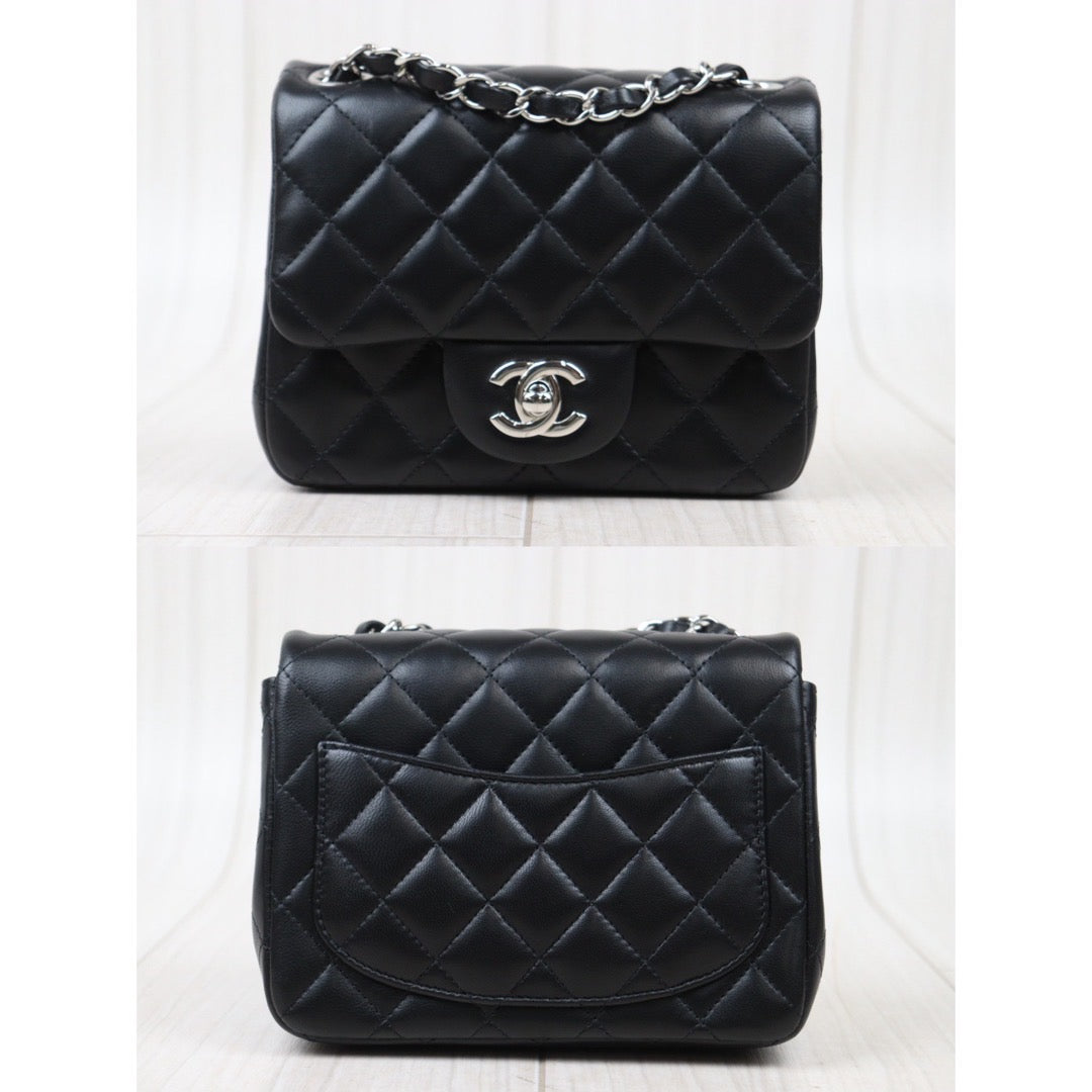 Rank A ｜CHANEL Lamb Leather Square 17 Shoulder Bag Black  Made In 2014 Year｜S24061729