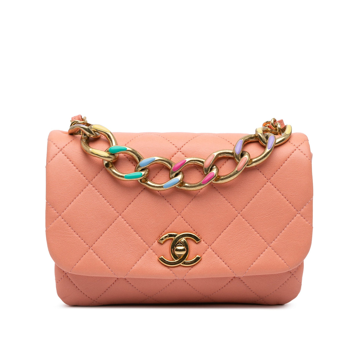 Pink Chanel Small Lambskin Color Match Flap Satchel