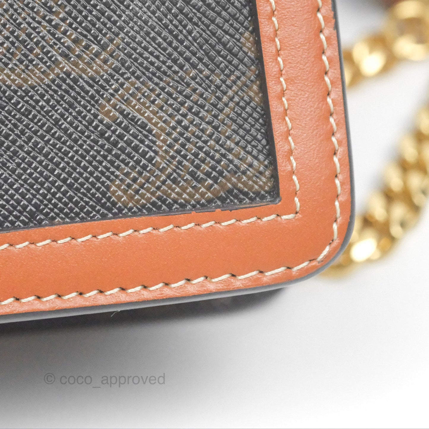 Celine Triomphe Wallet On Chain Canvas Tan Calfskin