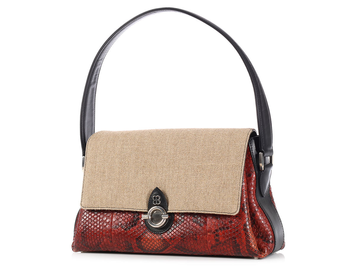 Balenciaga Tricolor Snakeskin Shoulder Bag
