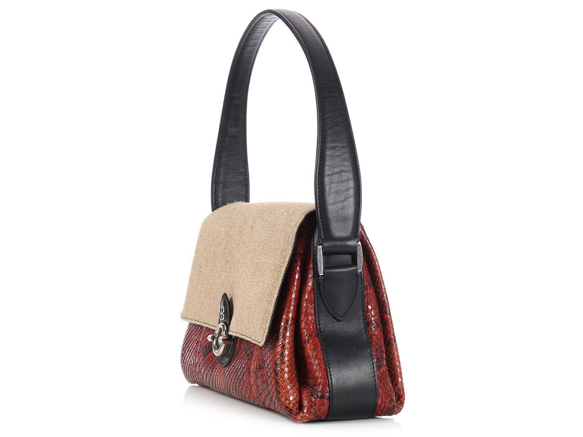 Balenciaga Tricolor Snakeskin Shoulder Bag