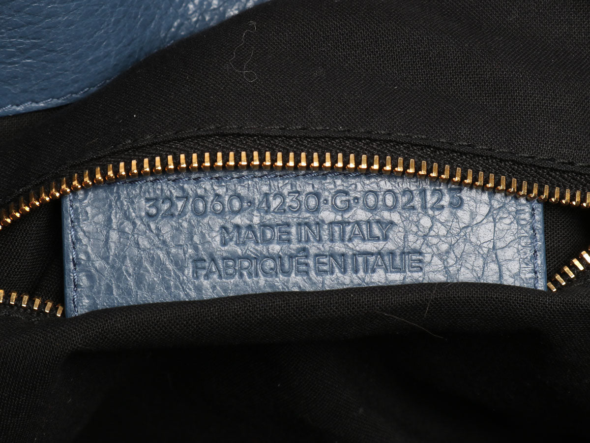 Balenciaga Mini Slate Blue Giant 12 Gold Bowling Bag
