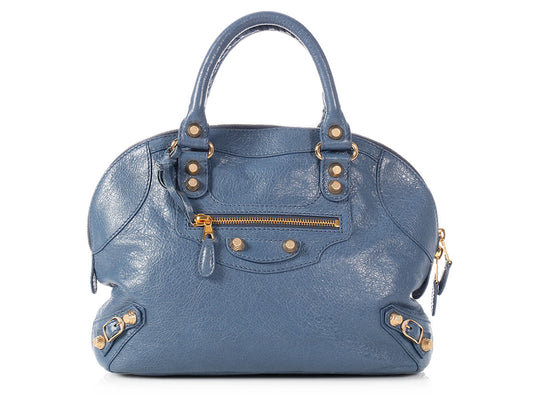Balenciaga Mini Slate Blue Giant 12 Gold Bowling Bag