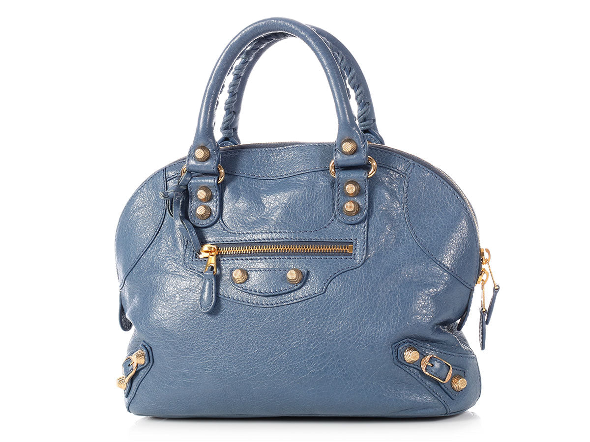 Balenciaga Mini Slate Blue Giant 12 Gold Bowling Bag