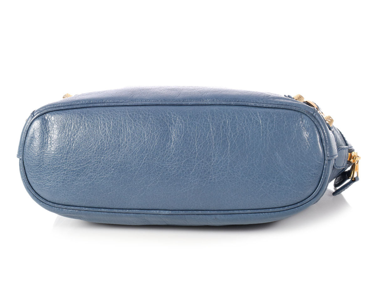 Balenciaga Mini Slate Blue Giant 12 Gold Bowling Bag