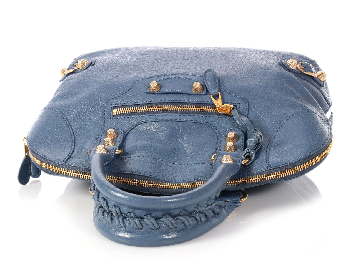 Balenciaga Mini Slate Blue Giant 12 Gold Bowling Bag