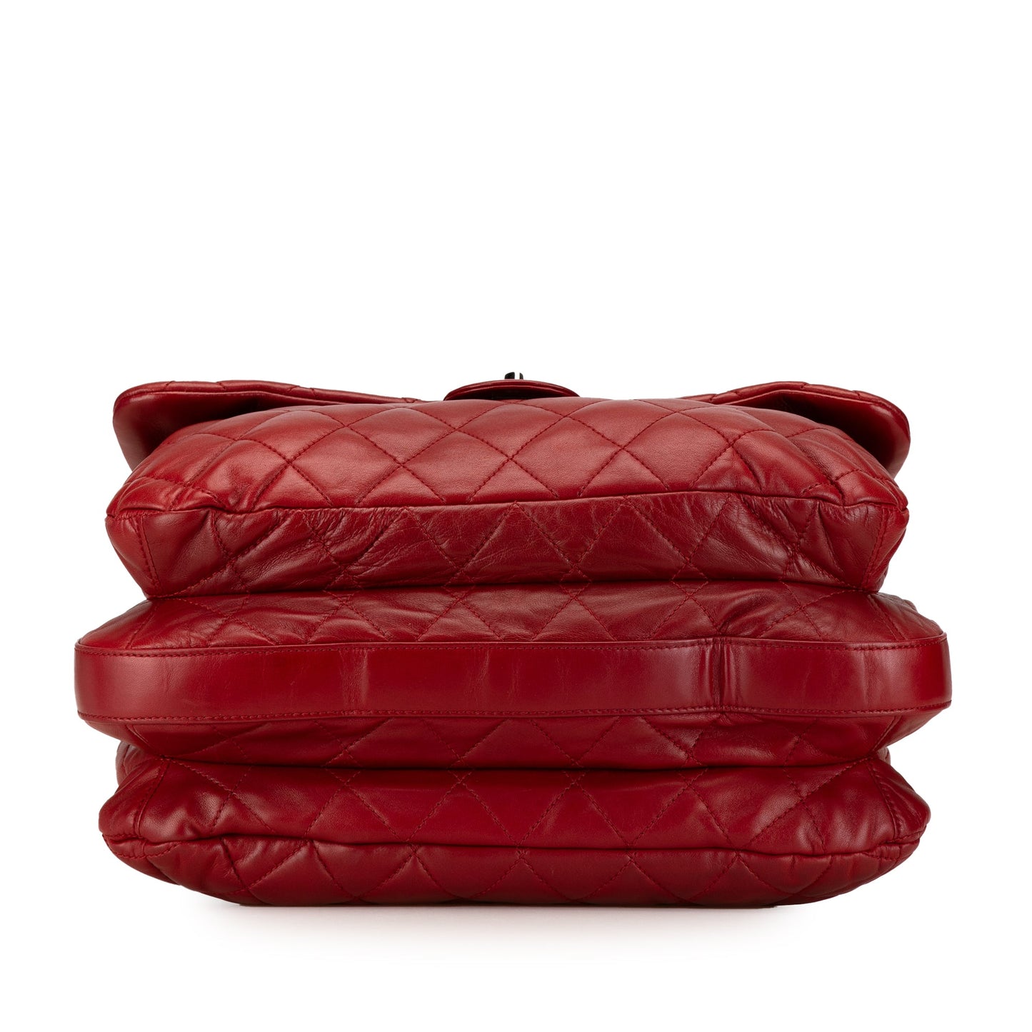 Red Chanel Maxi Lambskin 3 Accordion Flap Shoulder Bag